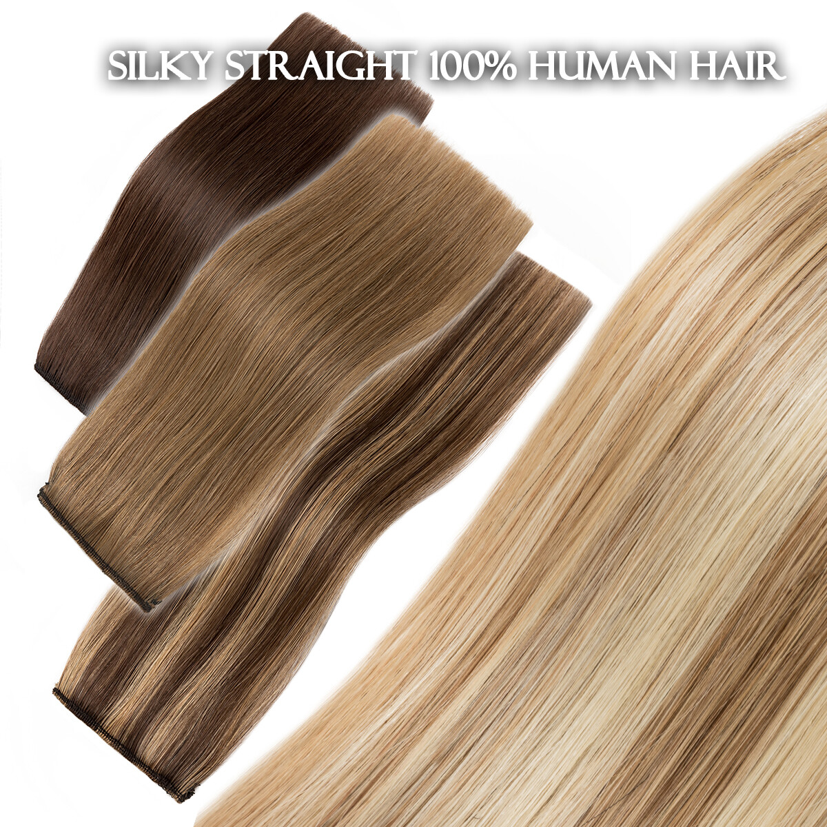 Clip In Side Invisible Patch ONE PIECE 100% Real Human Hair Pads Extensions Weft