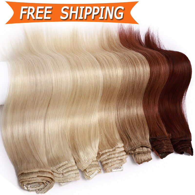 AAAA Bleach White Clip In Real Human Hair Extensions 8″-24″ 8PCS Full Head 100g