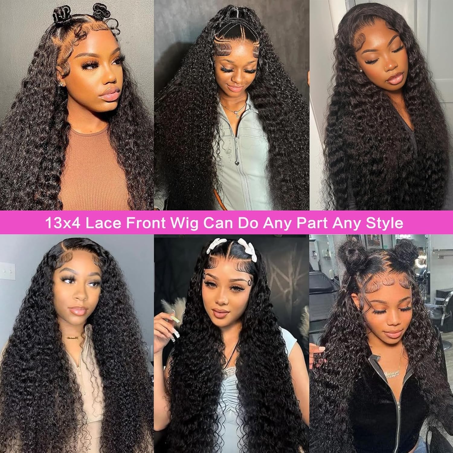 Black Curly Glueless Lace Front 13×4 Deep Wave Baby Hair Long Curly Lace Front
