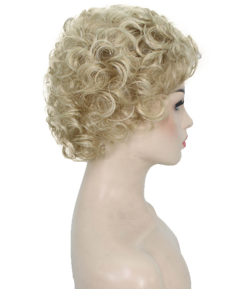 Monroe – Curly Kanekalon Synthetic Fiber Full Wig, 4 – 4.5 in, Light Blonde