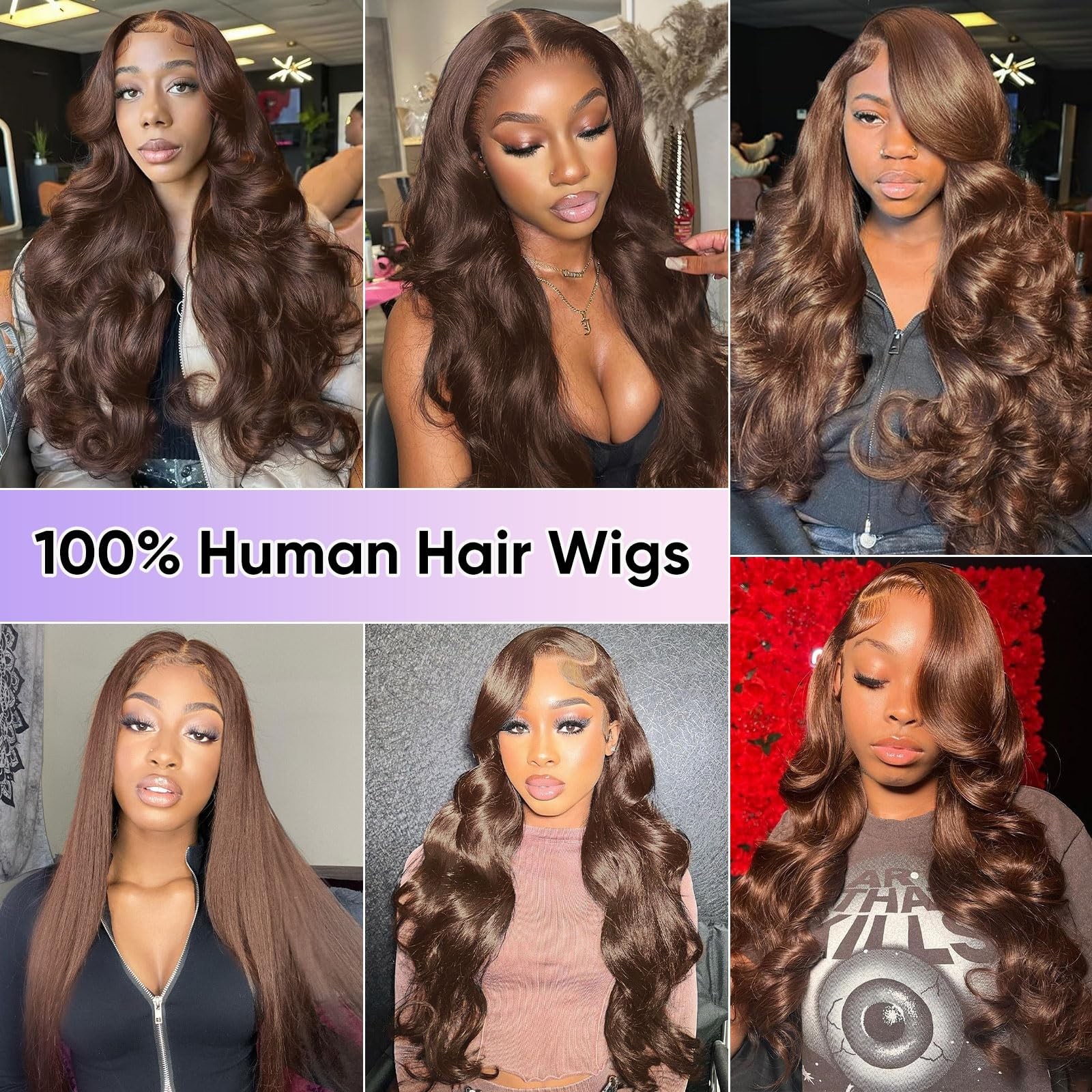 30″ Chocolate Brown Body Wave Lace Front Wig 200 Density HD Human Hair, Pre-Pluc