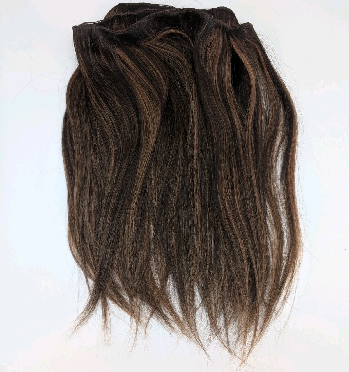 Hair Extensions 15″ Long With Clip Kit Included Brown W Gold Highlights