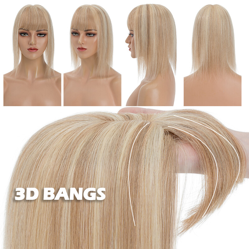 Women’s 100% Remy Human Hair Topper Clip In Hairpiece Silk Base Toupee 13*15cm