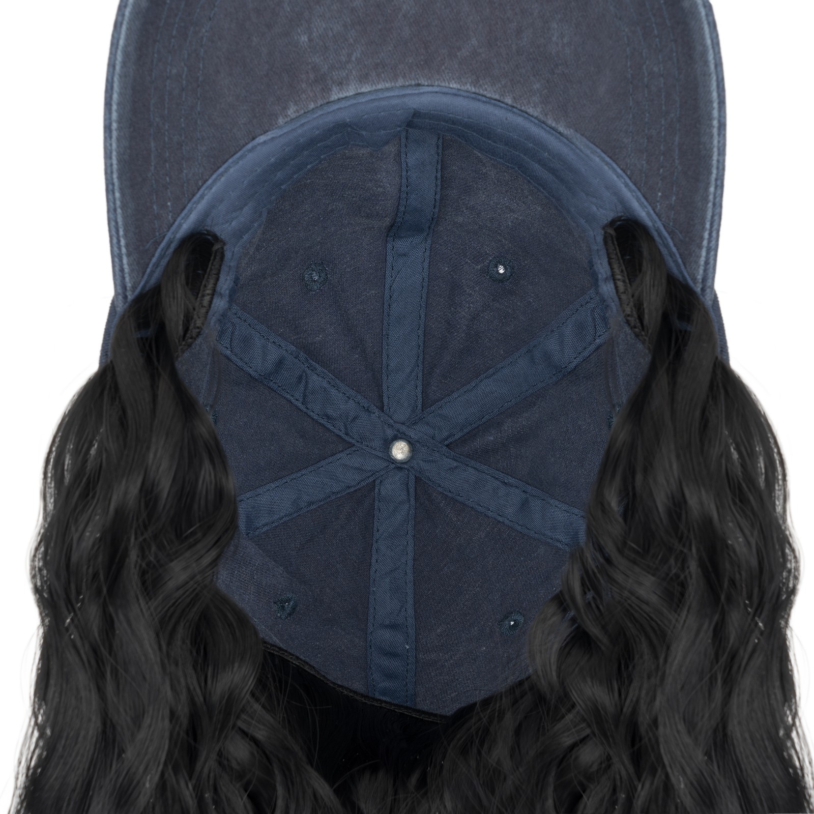 8″ Curly Baseball Hat Cap with Hair Extensions Synthetic Curly Ponytail Natural