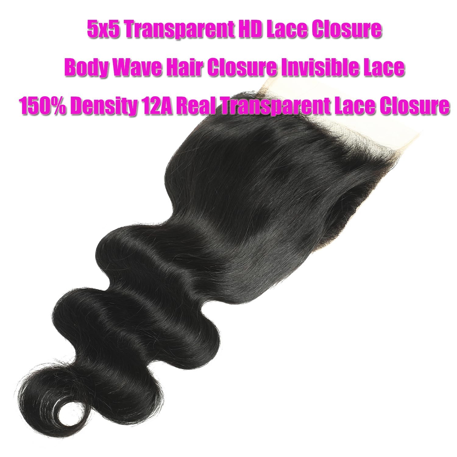 Yakusha 5X5 Hd Lace Closure Human Hair 16Inch Body Wave Hair Closure Invisible