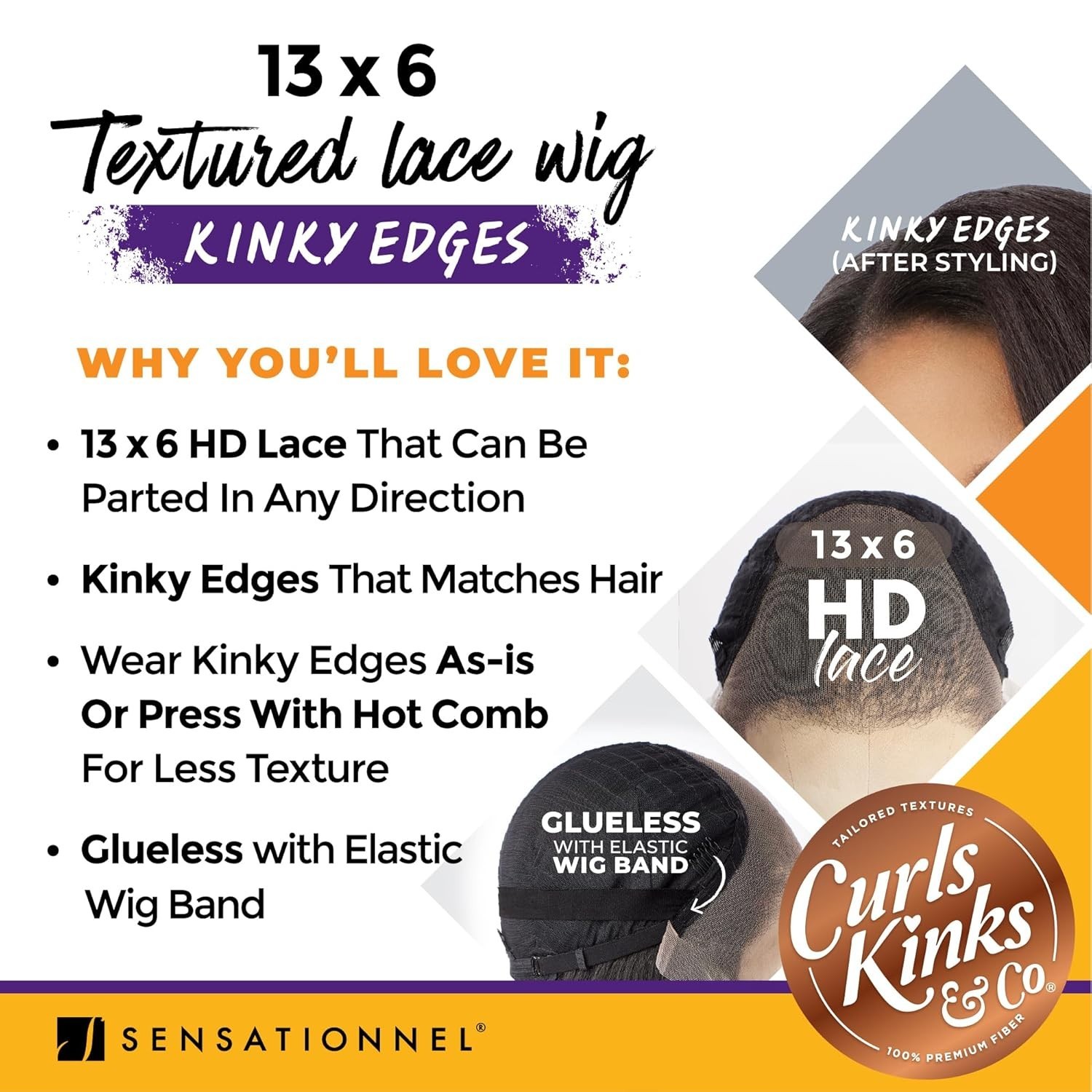 Sensationnel Kinky Edges Glueless HD Lace Wig -13 x 6 Kinky Bob 14″