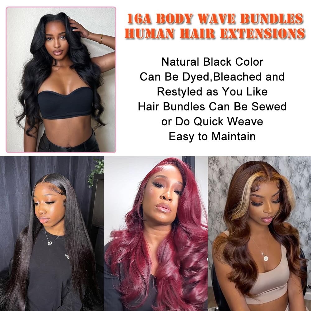 16A Human Hair Bundles 18 20 22 24 Inch Body Wave Bundles Human Hair 400g Brazil