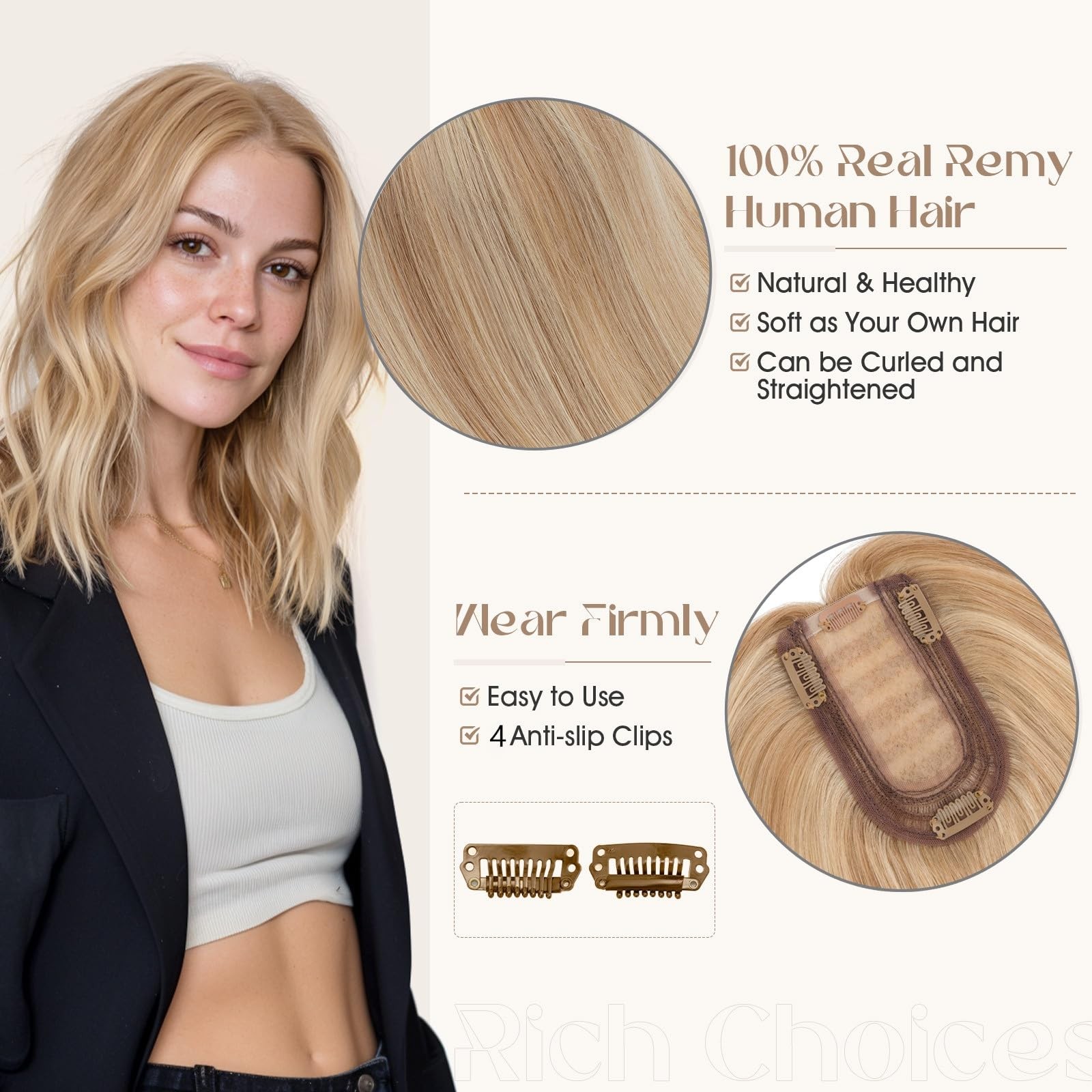 Rich Choices Hair Toppers For Women Real Human Hair No Bangs 100 Human Remy