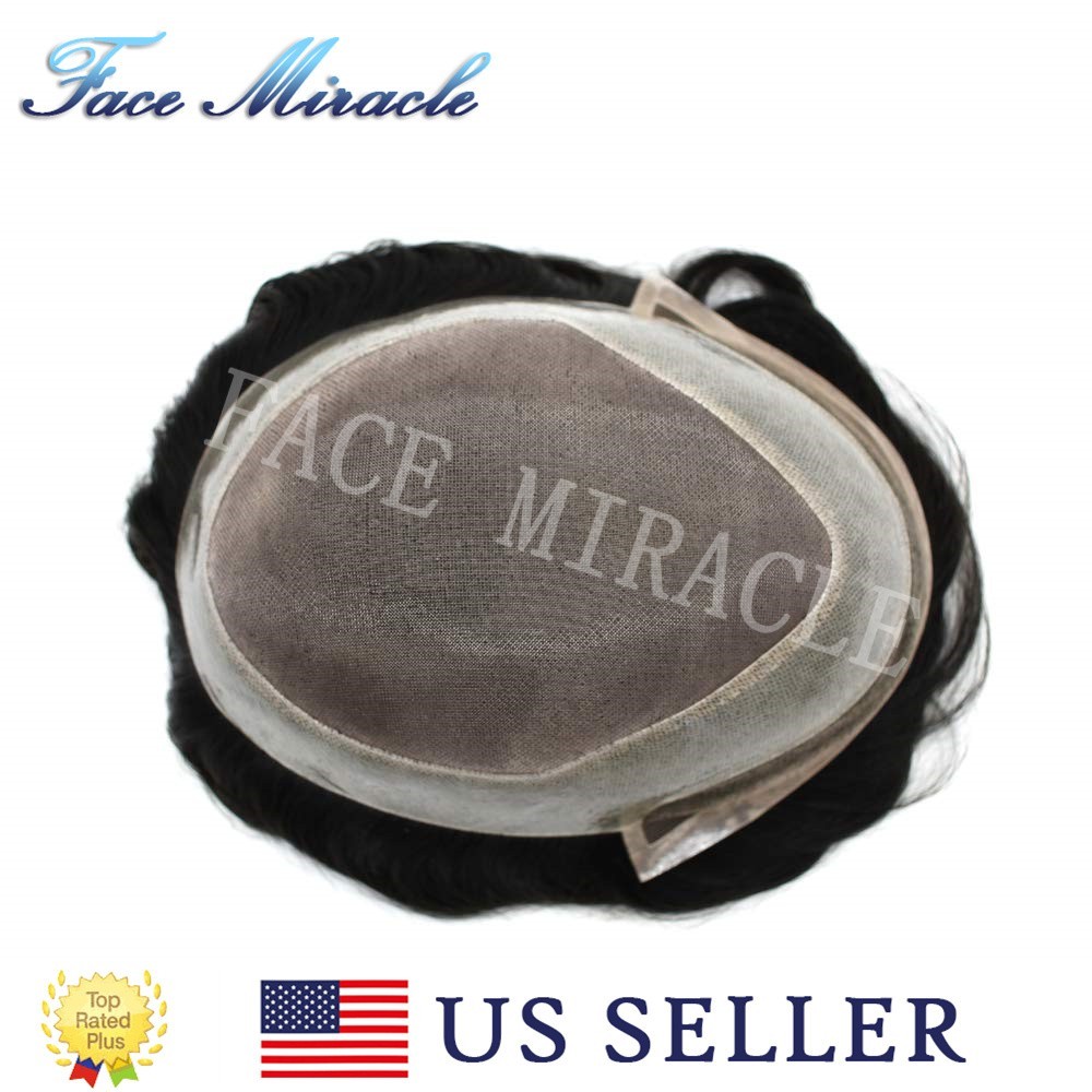 Mono Center Toupee for Men French Lace front Human Hairpiece System Natural Hair