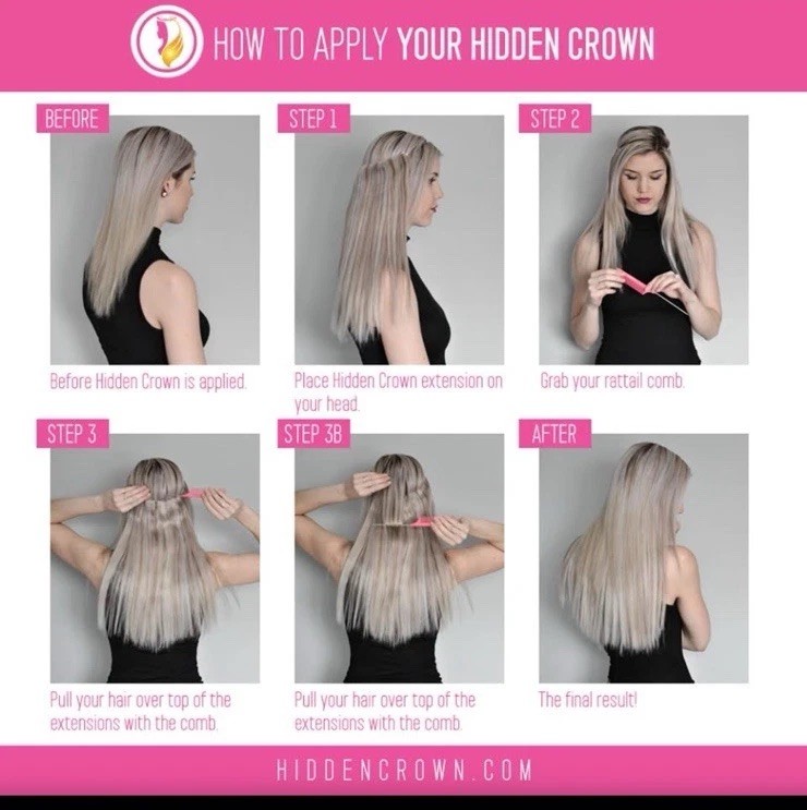 Hidden Crown Halo Extension 20” Inches  # 58 Sterling Plus Fringe Bang