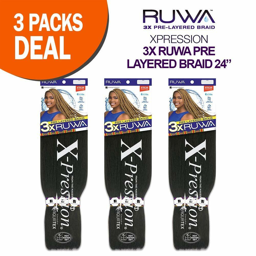 *Multi Pack* Sensationnel X-Pression Kanekalon Braid – 3X RUWA Pre-Stretched 24″