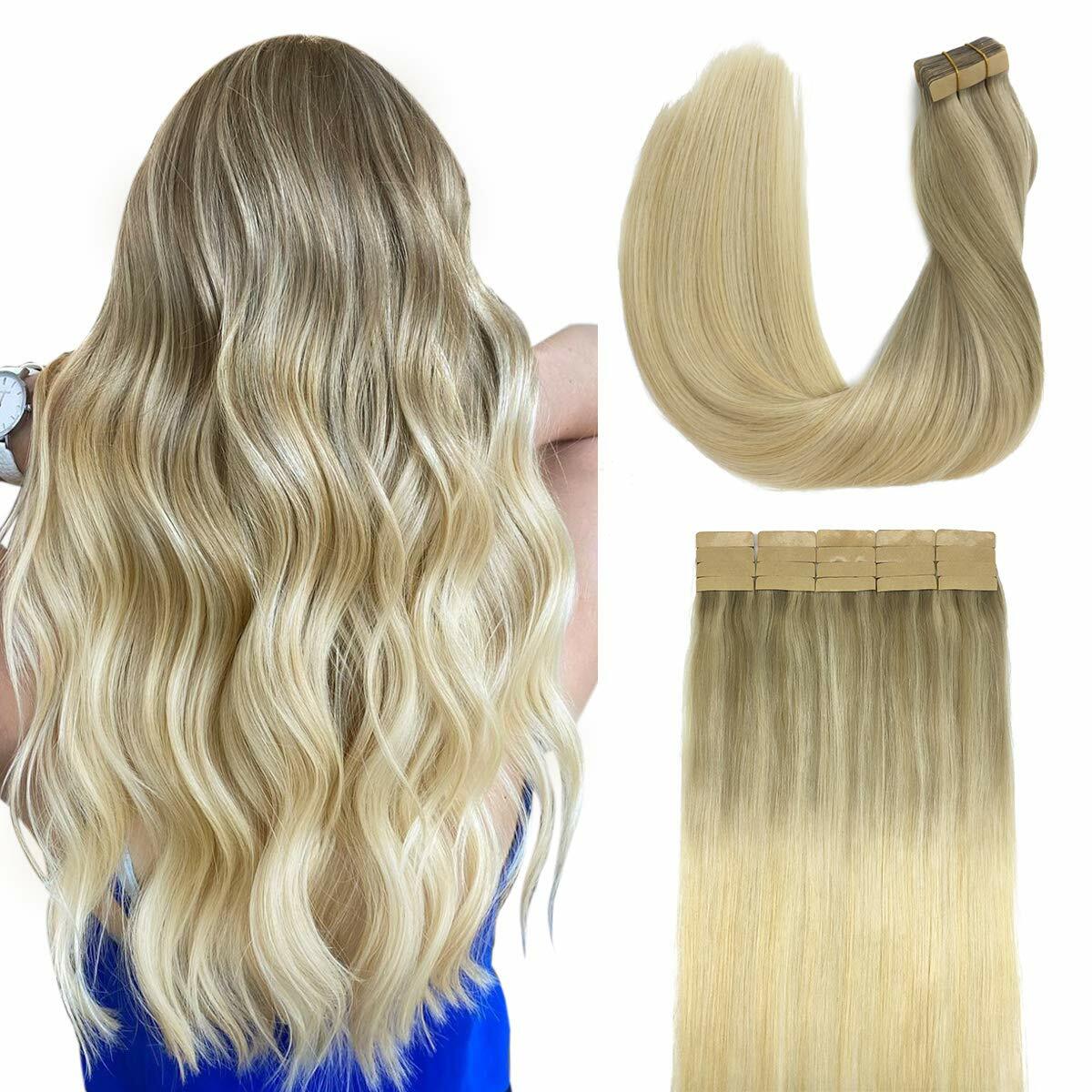 Seamless Tape In Human Hair Extensions Skin Weft Thick Hair Full Head20-40-60Pcs