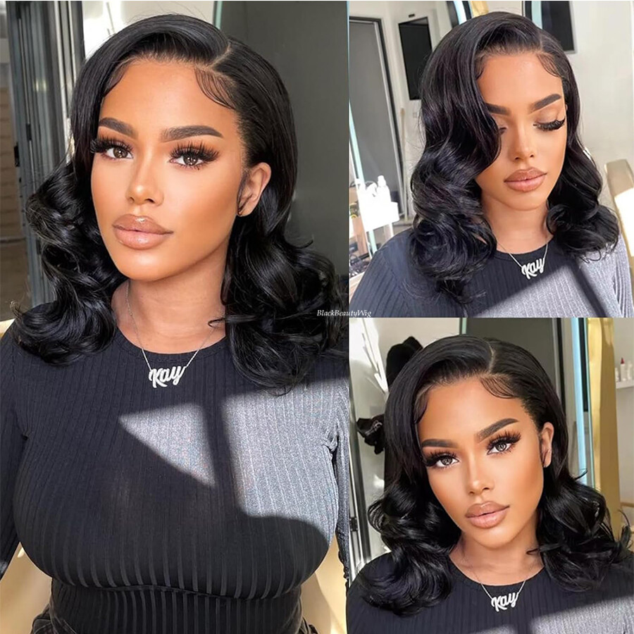 Short Wavy Silk Top Full Lace Human Hair Wig Bleached Knots 5×4.5 Silk Base Wig