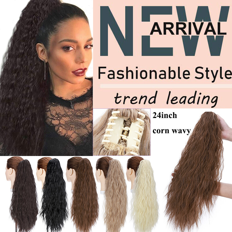 100% Thick Ponytail Hairpiece Claw Clip Long Wavy Curly Pony Tail Hair Extension