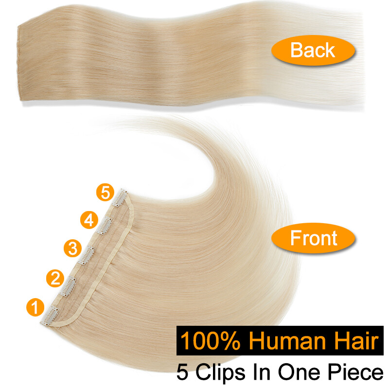 CLEARANCE One Piece Real Remy Human Hair Extensions Thick Clip in Full Head 1PCS