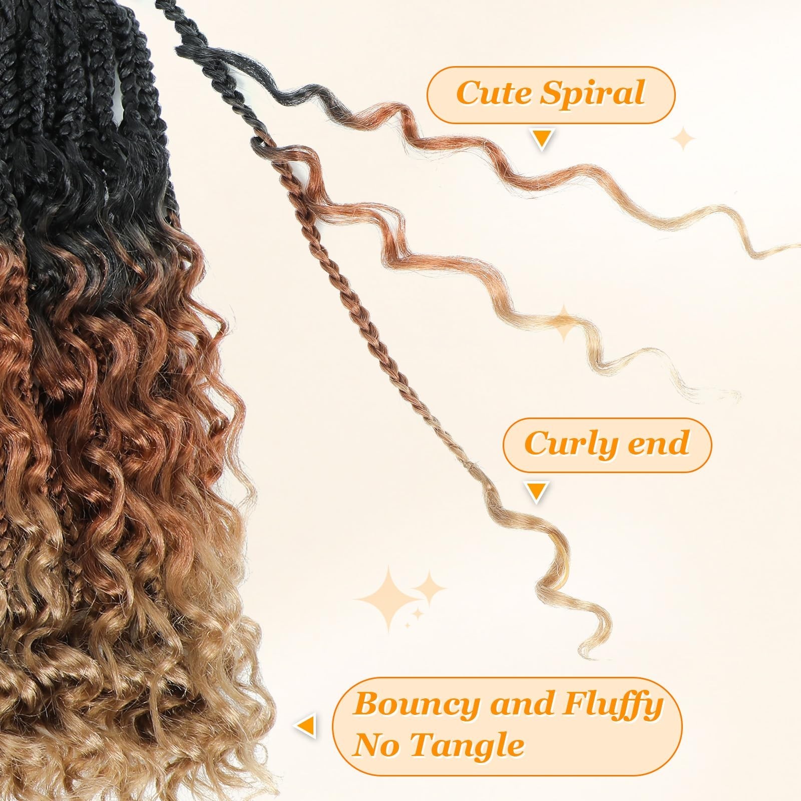 14 Inch Goddess Box Braids Crochet Hair Curly Ends 9 Packs Pre Loop… Fast Ship