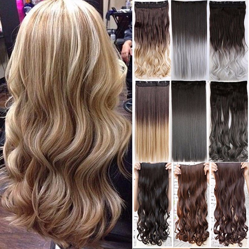 100% Thick One Piece Real Clip in False Hair Extension 3/4 Full Head US Stock
