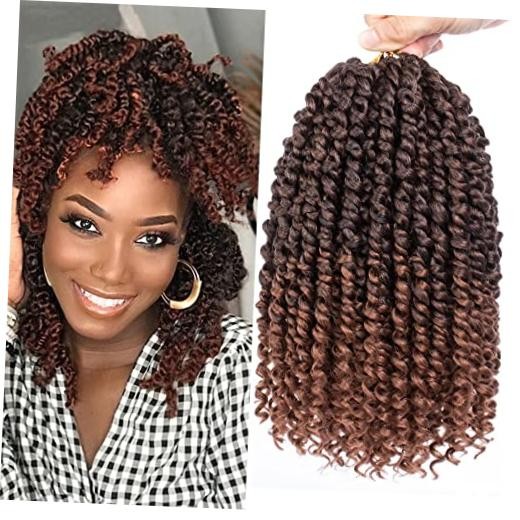 8 Packs Ombre Brown Passion Twist Hair 10 Inch Pre 10 Inch (Pack of 8) T30#