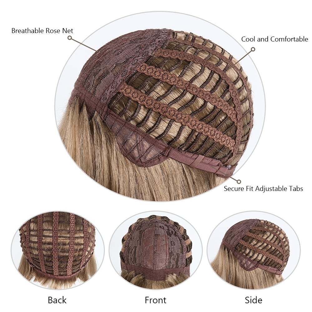 Hspjhtm Bob Wig Blonde Short Wigs Flame Retardant 10 Straight Silky Fluffy