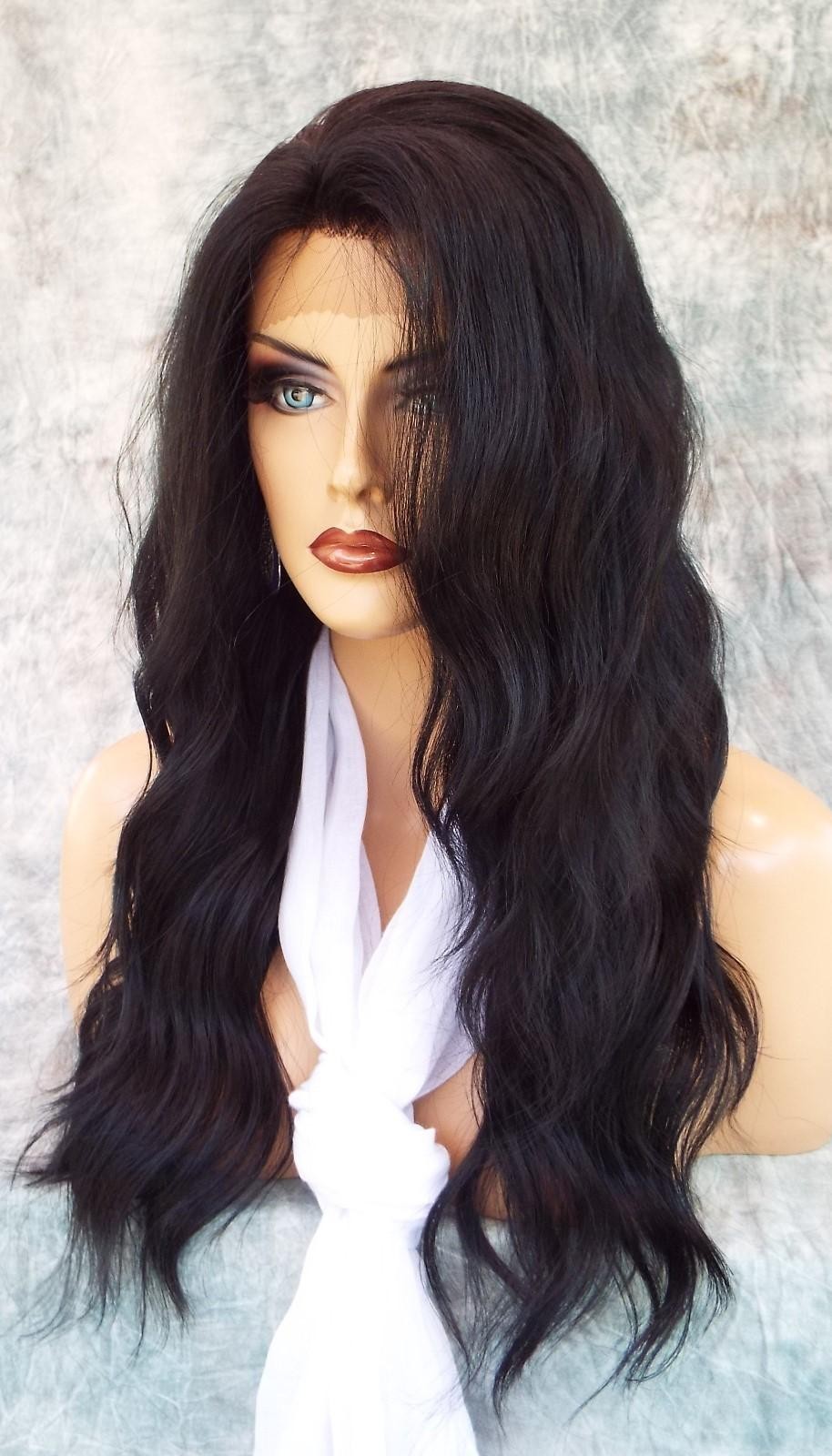 LACE FRONT HAND TIED EAR 2 EAR LACE HEAT FRIENDLY #1 SOFT BLACK WIG US SELL 117