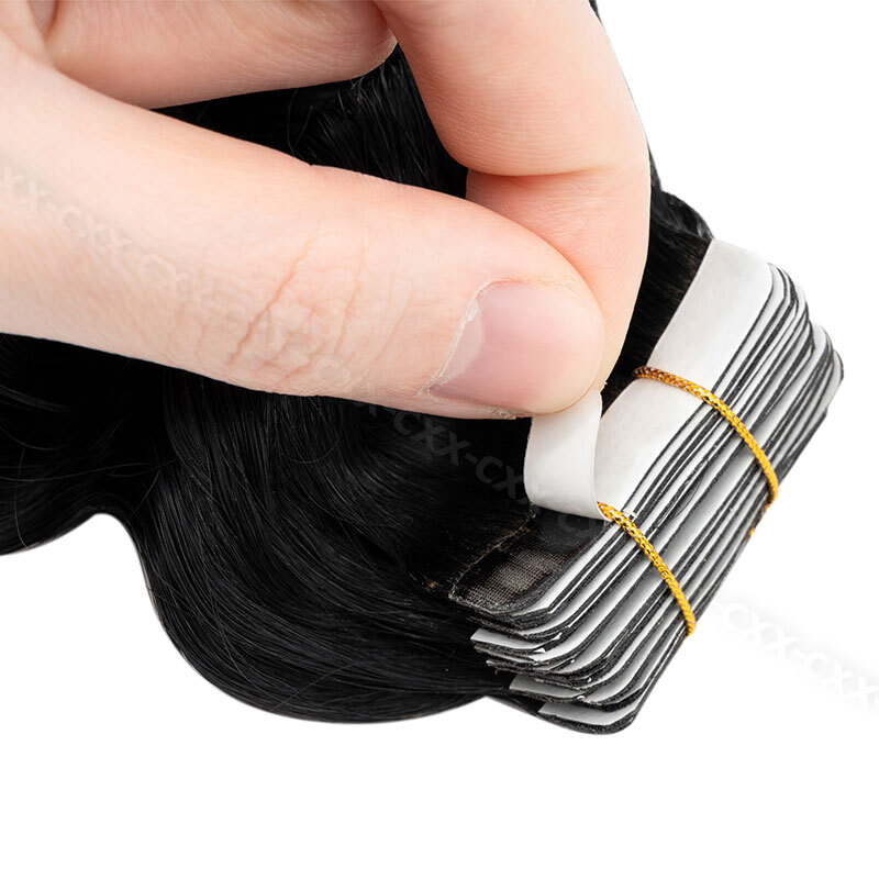 Kinky /Yaki PU Skin Wefts & Tape 100% Remy Human Hair Extensions 20pcs 50g Curly