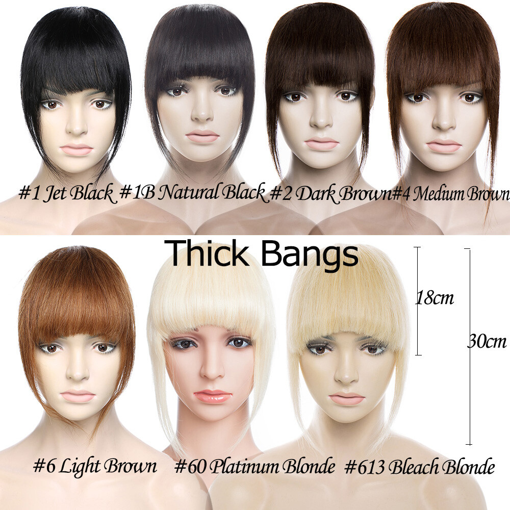 100% Human Hair Bangs Clip In On Fringe Remy Real Black Brown Blonde Wedding US