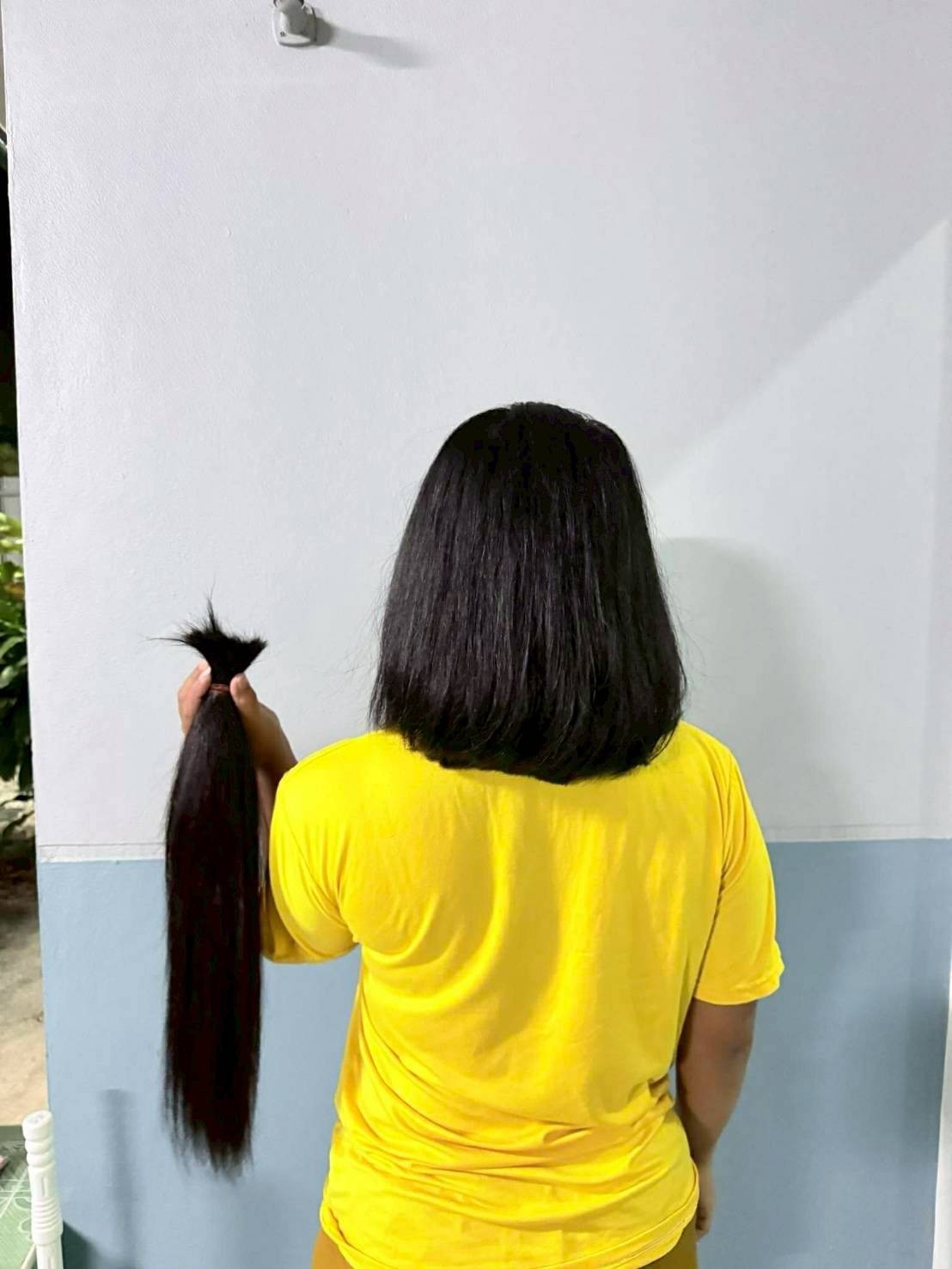 1563 Natural Black Human Hair 19 inch 82 G Long Straight Cut Hair Ponytail
