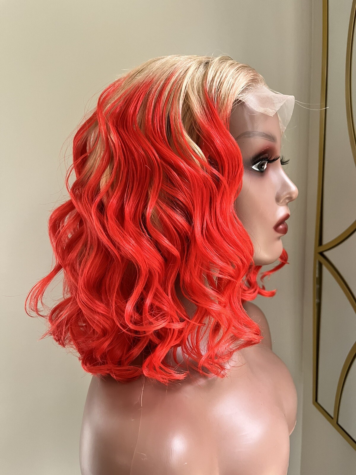 12 Inch Ombre Color 4×4 Lace Closure Bob Color-T613/Red. Medium Adjustable Band