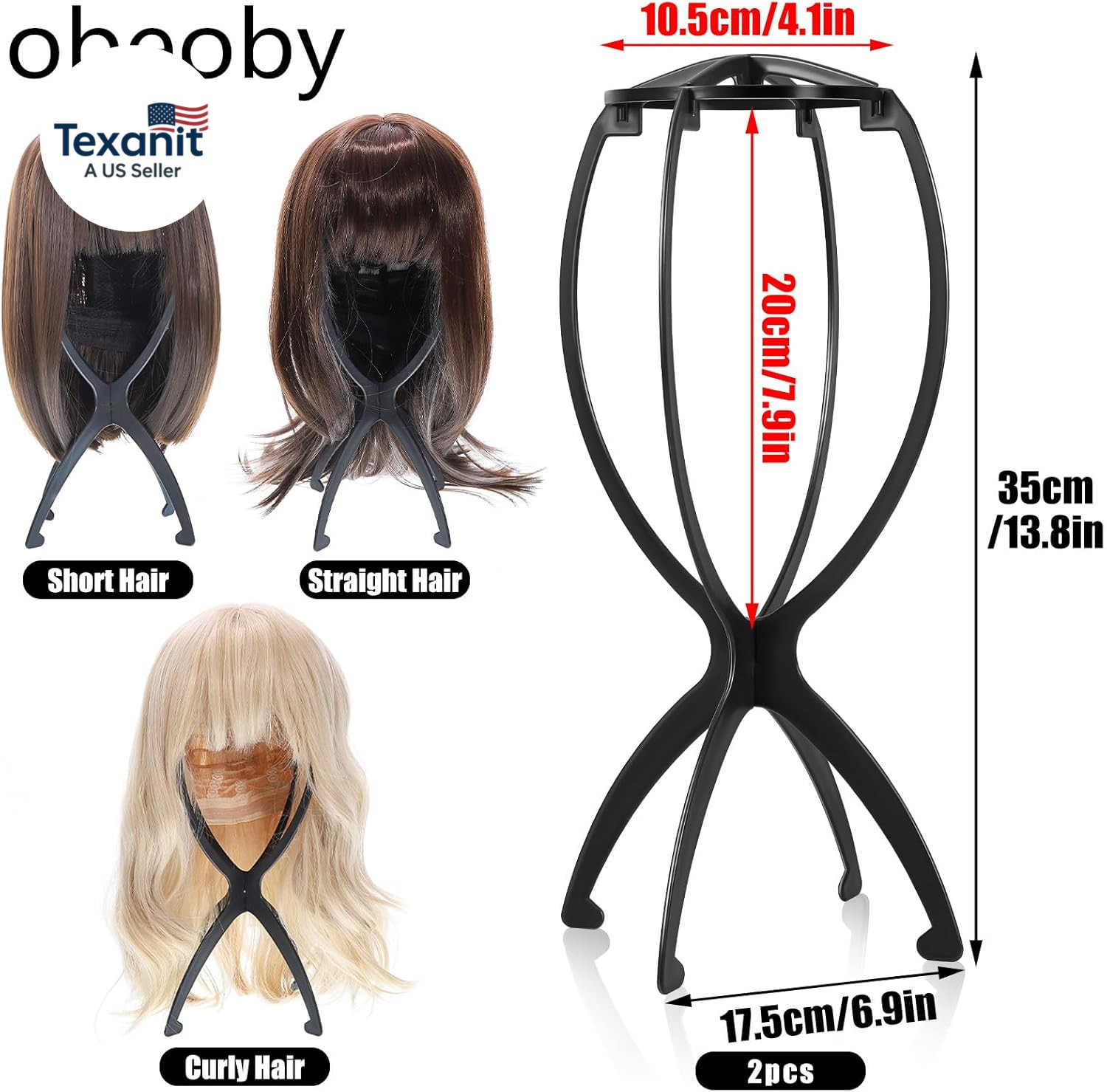 Wig Stand, Portable Wig Holder Wig Head Stand for All Wigs Travel Wig Hair Styli