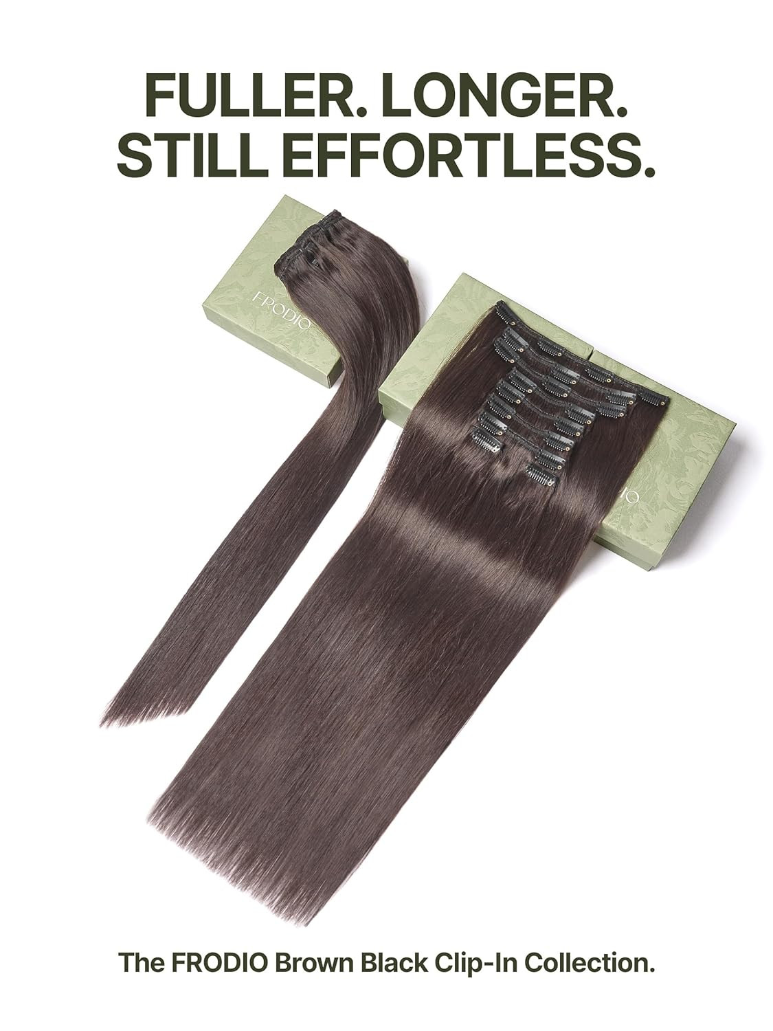 18″ Dark Brown Clip-In Human Hair Extensions, 7 Pieces, 110G