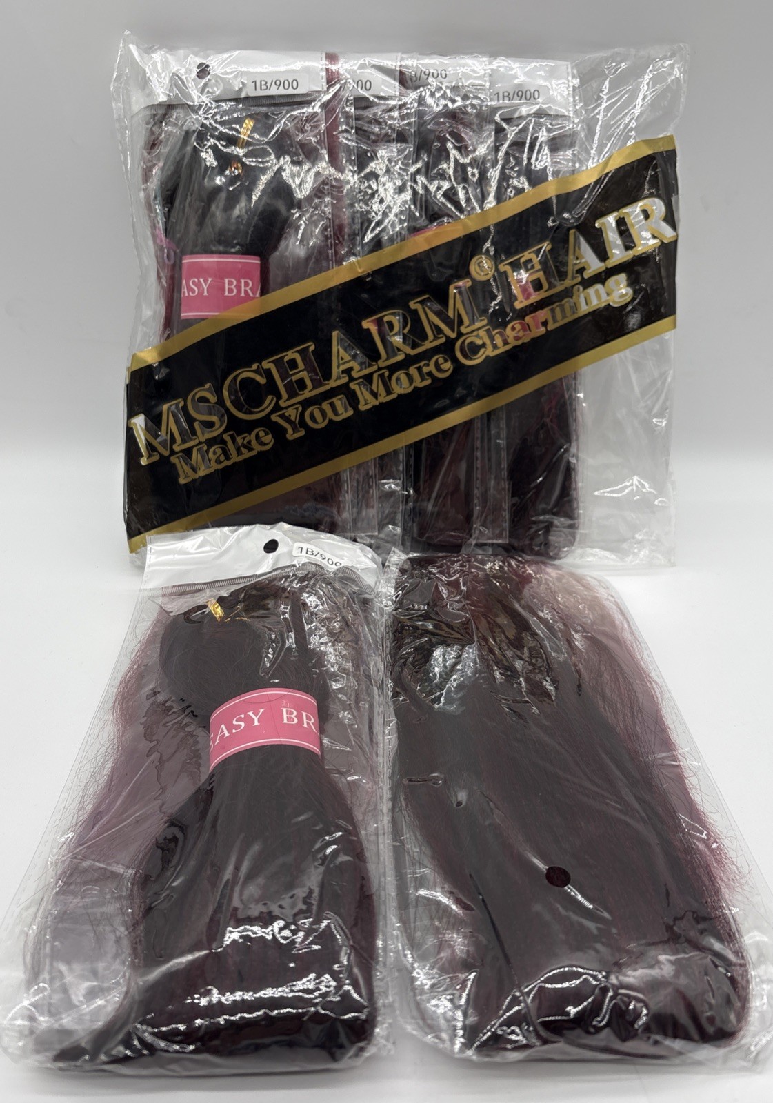 MSCHARM HAIR Easy Braid 1B/900 Off Black 1B Red Burgundy Shade 900 26in 6pk New