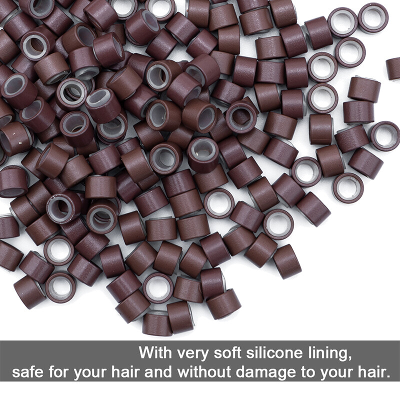 Micro Loop Ring Link Beads Silicone Lined Bead 5mm 6mm for Human Hair Extensions