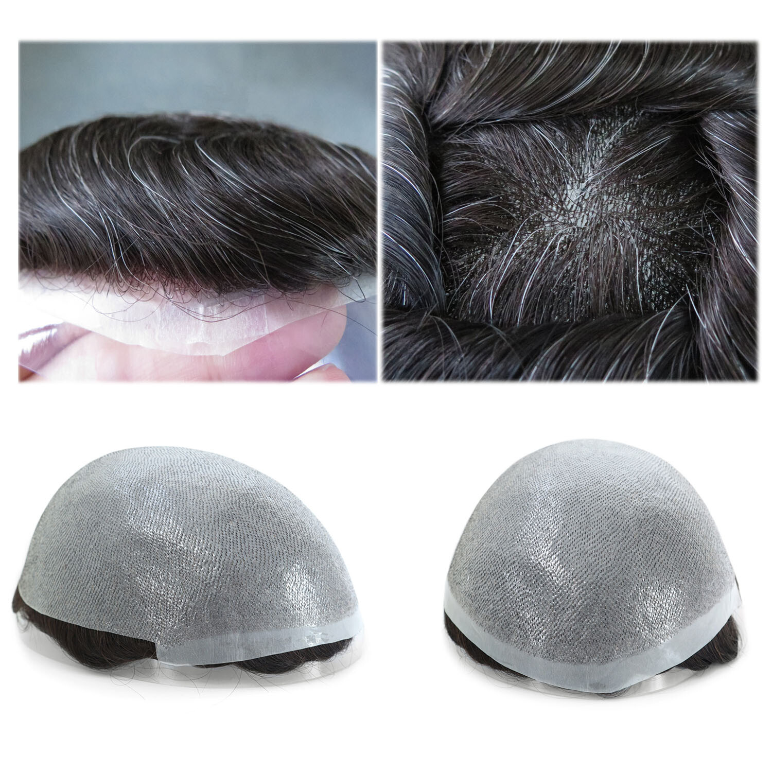 Durable Toupee Mens Human Hair Thin Skin 100% Denisty Hairpieces System Wigs BIO