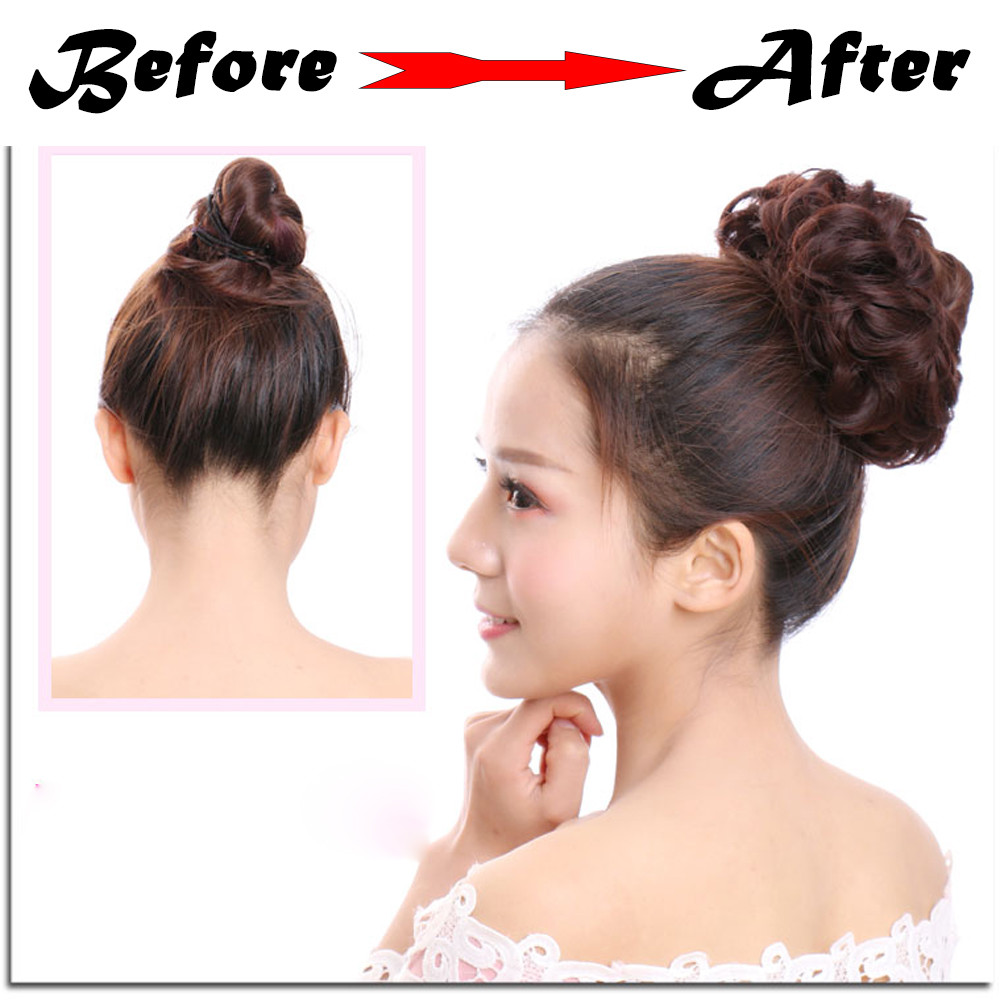 Synthetic Hair Elastic Scrunchie Bun Wrap For Wave Curly Hair Chignon Ponytail U