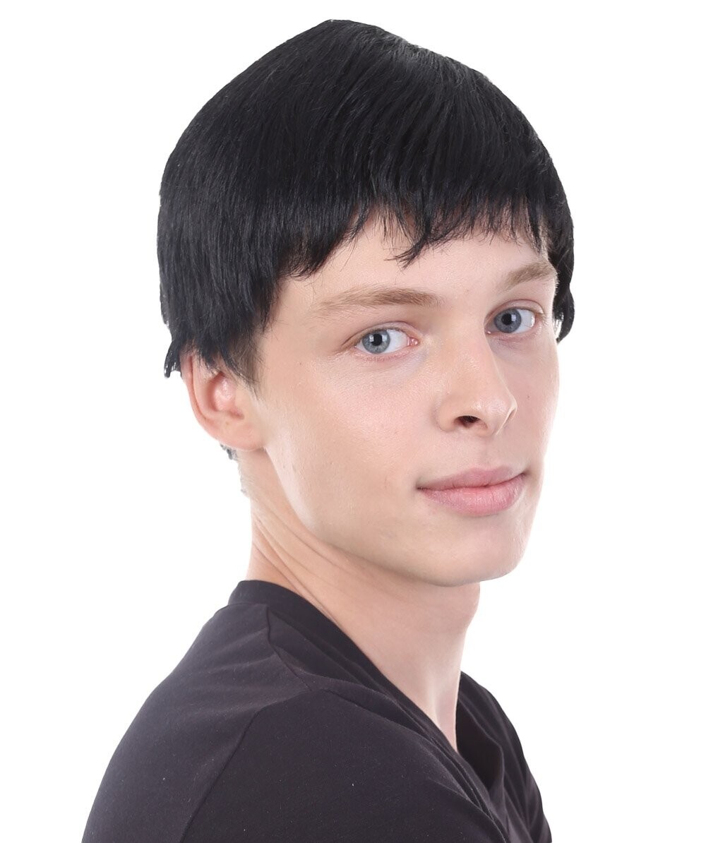 Adult Men’s Movie Wig, Black TV/Movie Wigs, Premium Breathable Capless Cap