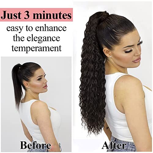 Brown Ponytail Extensions-Curly Drawstring 24 Inch (Pack of 1) #4 Curly