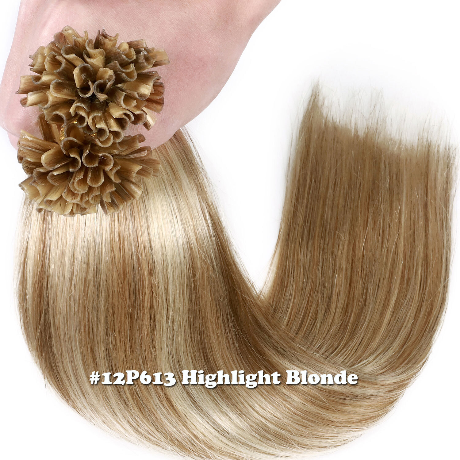 100% Indian Remy Hair Keratin Pre Bonded Nail U Tip Human Hair Extensions Blonde