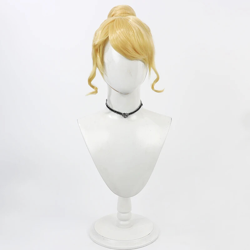 Cinderella Cosplay Wig for Adult Women Blonde Princess Wigs with Buns Updo Hair