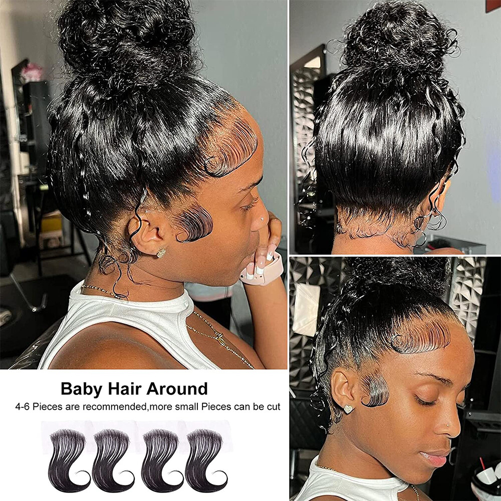 4Pcs Lace Baby Hair Stripes Human Virgin Hair Edge Natural Black Women Reusable