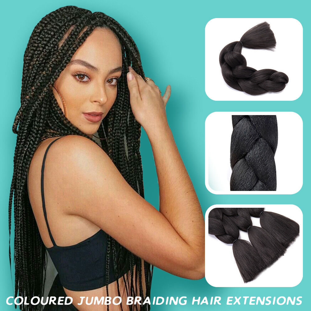 24″ Rainbow Jumbo Braiding Synthetic Hair Extensions Afro Yaki Ombre Box Braids