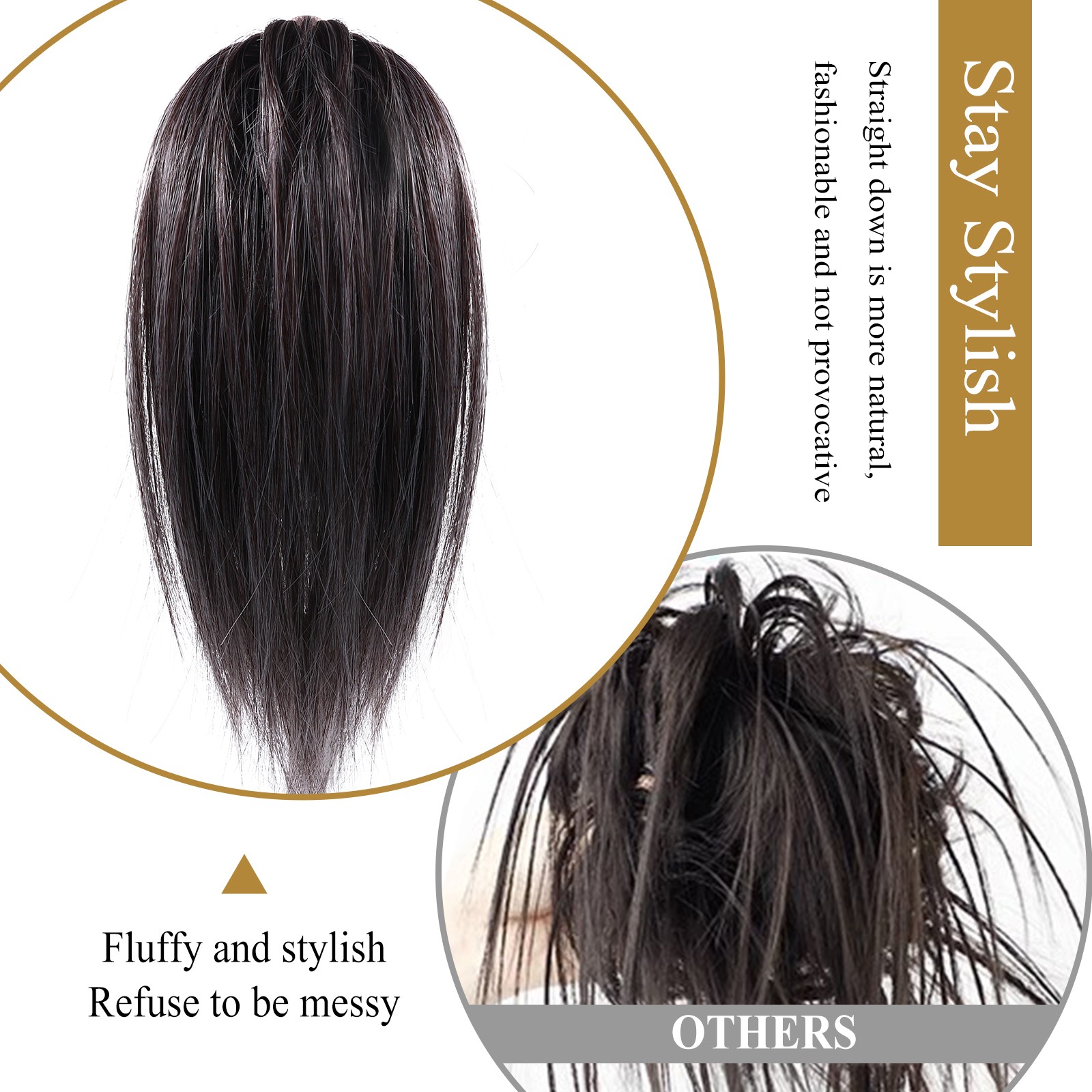 Women’s Girls Ponytail Wig Clip High Bun Wig 5 Min Quick Hairstyle Bun Hairpiece