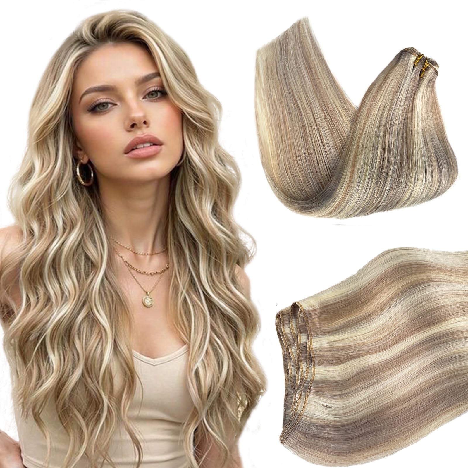 Munx Sew In Extensions Real Human Hair Blonde Weft Hair Extensions Highlights