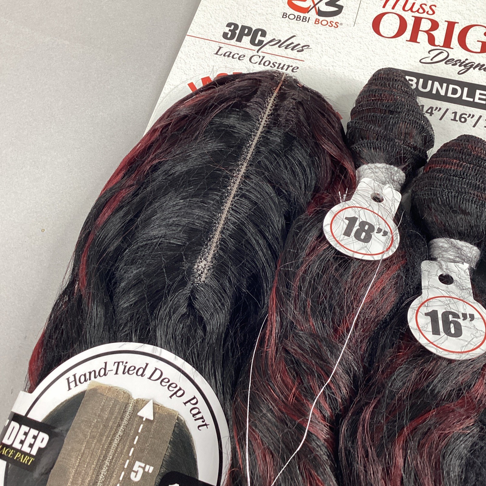 French Wave #THL1B/Burgundy 14” 18” All-in-One Premium Synthetic Hair Extensions