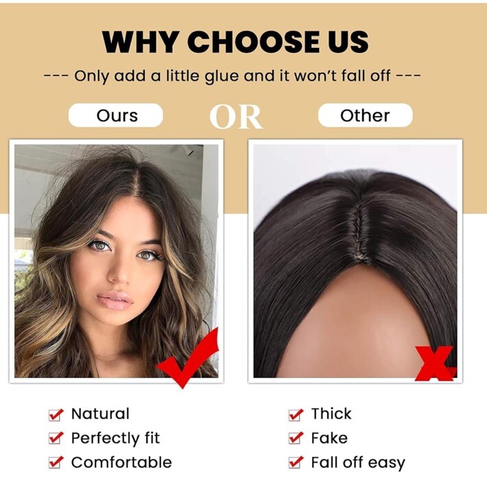 N NAYASA Long Wavy Middle Part Wig For Women Brown Mixed Blonde 24inch