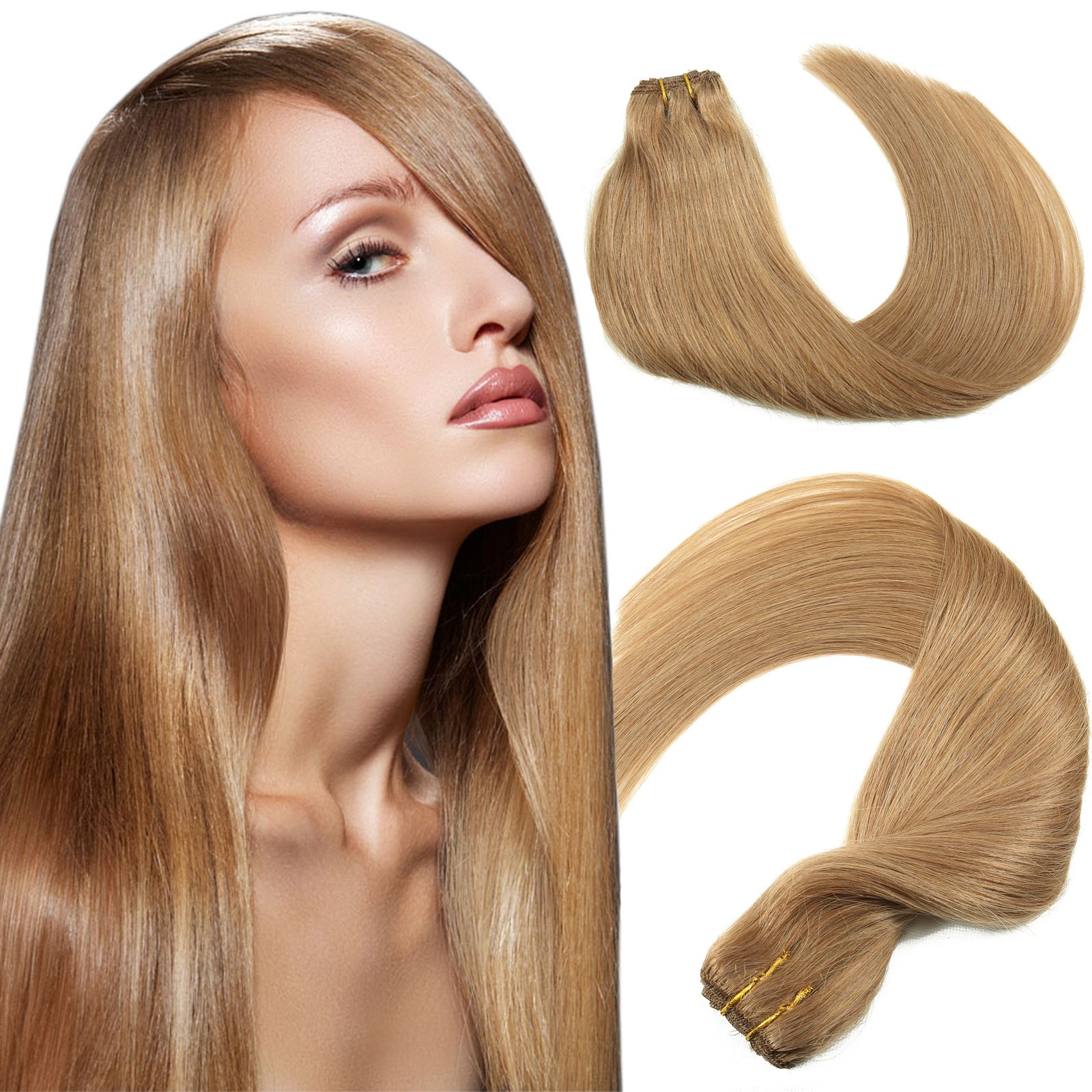 Sew in Weft Hair Extensions Remy Human Hair Double Weave Brazilian Hair Bundles