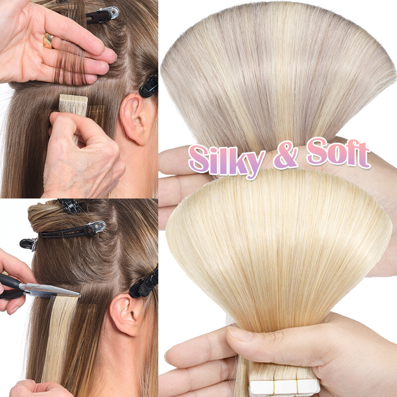 THICK Real Remy Tape in Skin Weft Human Hair Extensions Full Head Ombre 80PCS