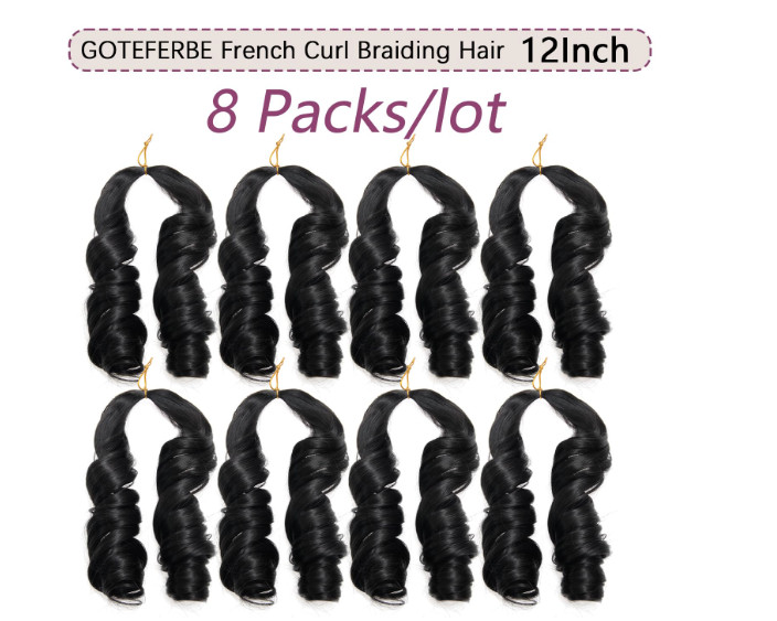French Curl Braiding Hair 12Inch 8Packs French Curl Crochet Braids Loose Wavy