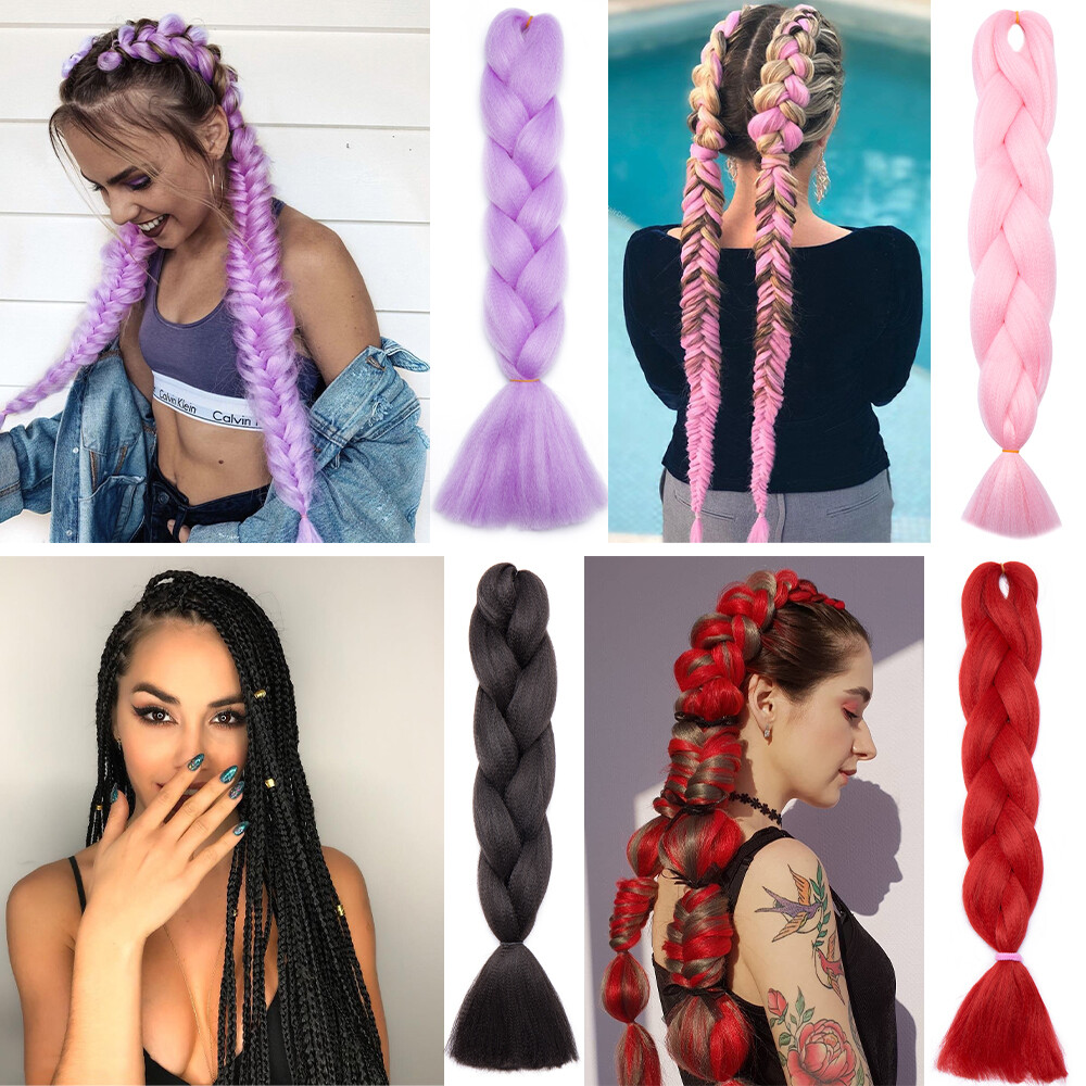 US 24″ Braiding Ombre Afo Jumbo Braids Hair Extension Synthetic For Woman Brown
