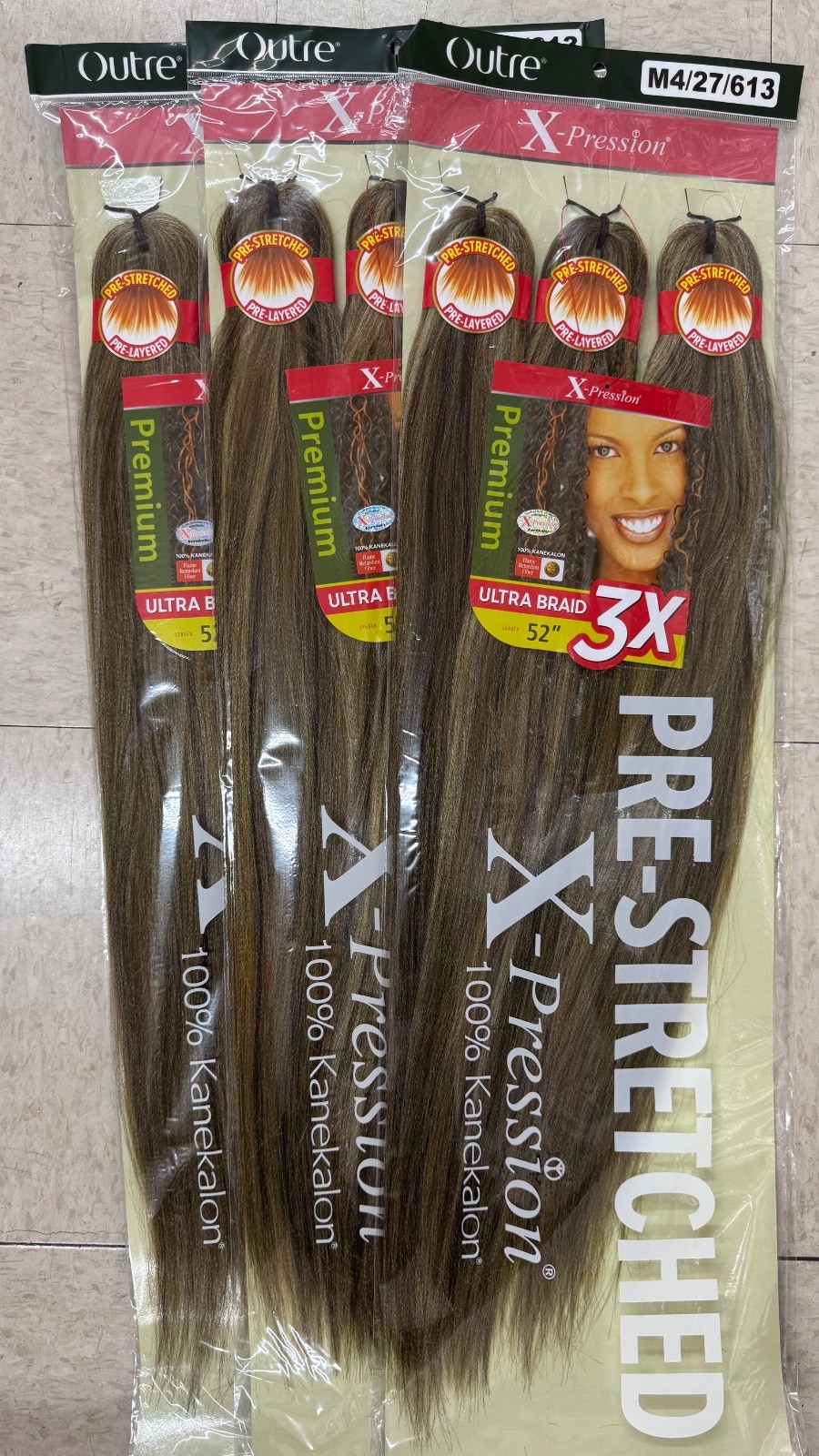 Braiding Hair 9 Bundles 52″ COLOR M4/27/613 Pre Stretched X-Pression 3 Pack