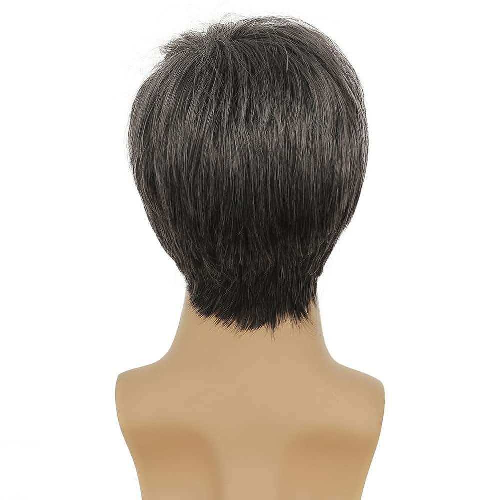Silver Gray Men’s 6in Full Wig Heat Resistant Synthetic Cosplay Halloween Party